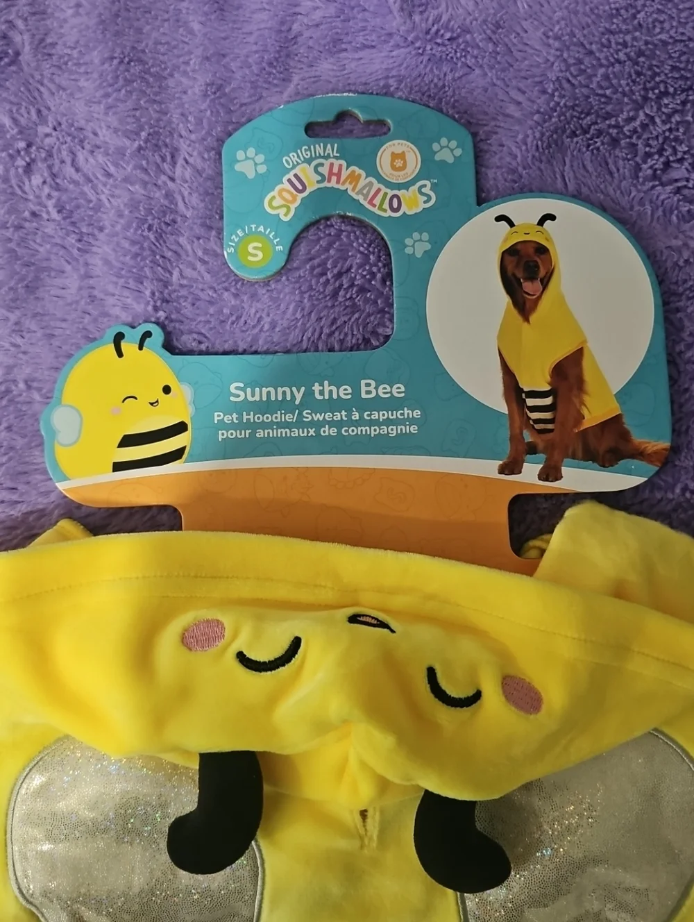 Original Squishmallows  Sunny the bee Pet‎ Hoodie Costume/Sweater Small